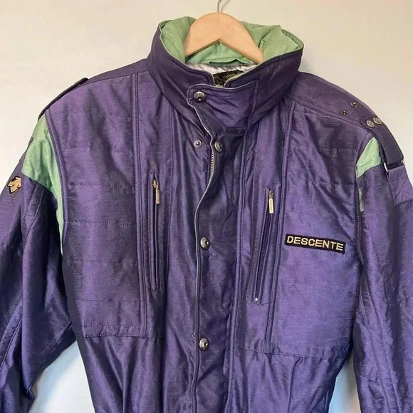 Descente vintage  purple green ski suit with belt - Picture 5 of 13
